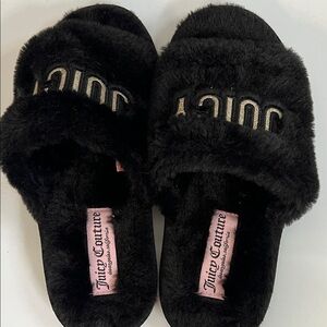 Juicy Couture Plush Black Slides